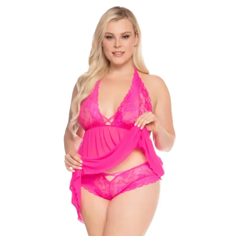Lace Halter Babydoll Set v3