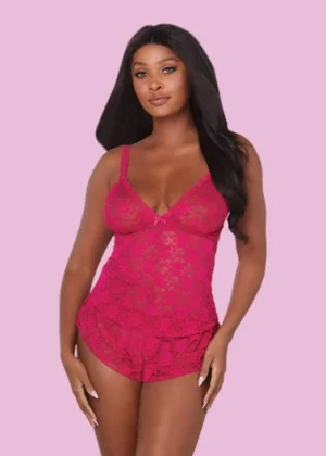 Lacy Magenta Cami & Shorts