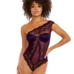 One-Shoulder Lace Bodysuit – Plum copy