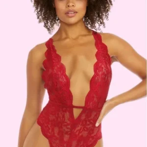 Sheer Lace Scalloped Teddy