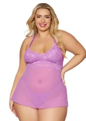 Lace & Mesh Chemise w/G-String