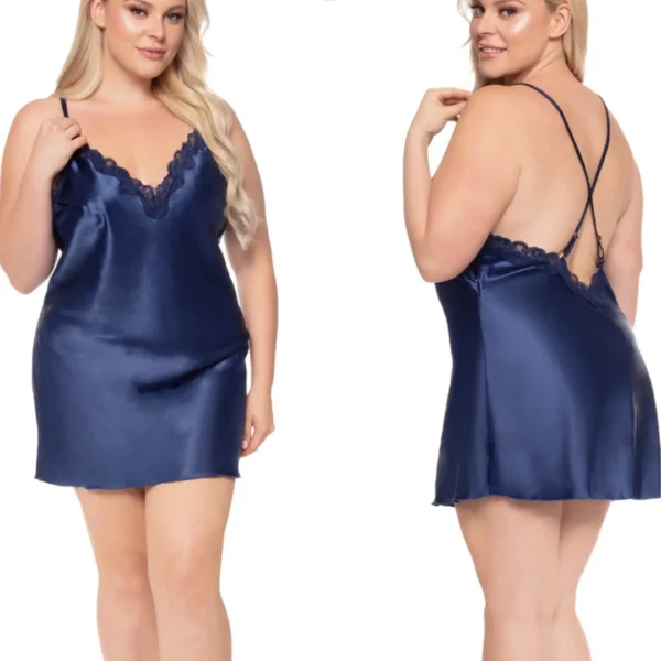 Satin Chemise w/Lace Trim
