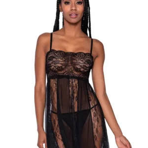 Sheer Panel Babydoll w Panty | Find Your Own Passion Sheer Panel Babydoll w/Panty