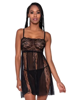 Sheer Panel Babydoll w/Panty