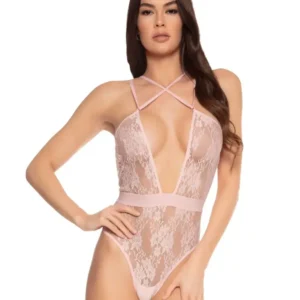 Strappy Thong Bodysuit - Pink Champagne
