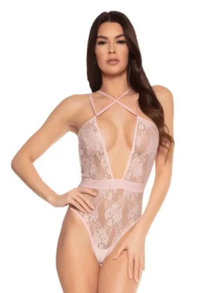 Strappy Thong Bodysuit - Pink Champagne