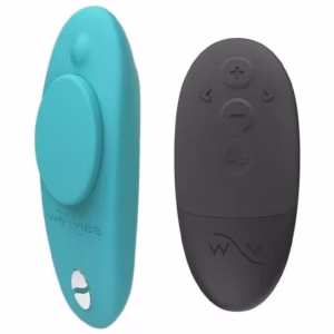 We-Vibe Moxie Wearable Rechargeable Silicone Panty Vibe Clitoral Stimulator with Remote Control - Aqua v2