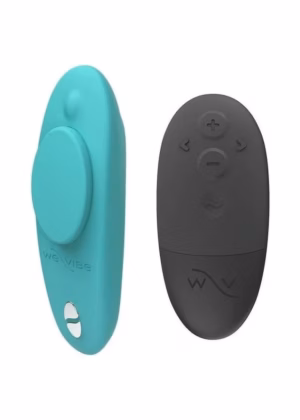 We-Vibe Moxie Wearable Rechargeable Silicone Panty Vibe Clitoral Stimulator with Remote Control - Aqua v2