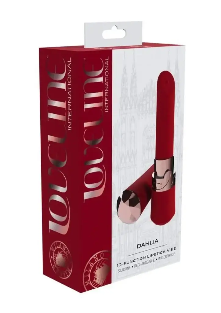 Loveline Dahlia 10 Function Silicone Lipstick Vibrator - Red v1