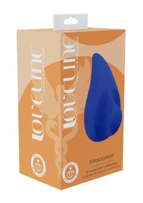 Loveline ErgoDrop 10 Function Rechargeable Silicone Massager - Blue v1