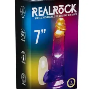 RealRock Rechargeable Dildo with Balls and Remote Control 7in - Clear v1