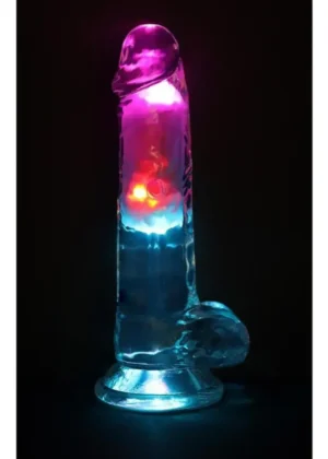 RealRock Rechargeable Dildo with Balls and Remote Control 7in - Clear v3