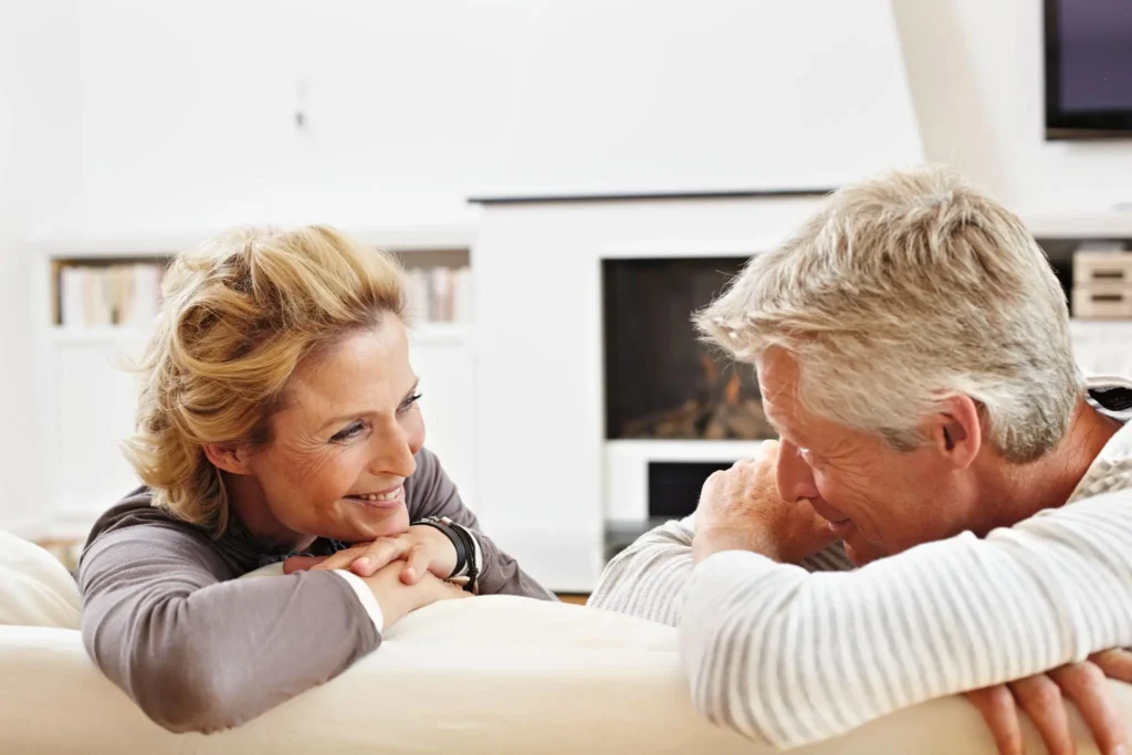 Couple smiling at each othe