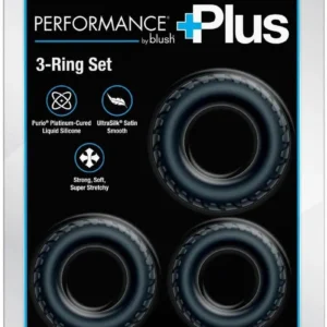 Performance Plus Drift Silicone Cock Rings 3 Piece Set - Black v1