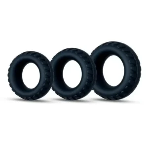 Performance Plus Drift Silicone Cock Rings 3 Piece Set - Black v3