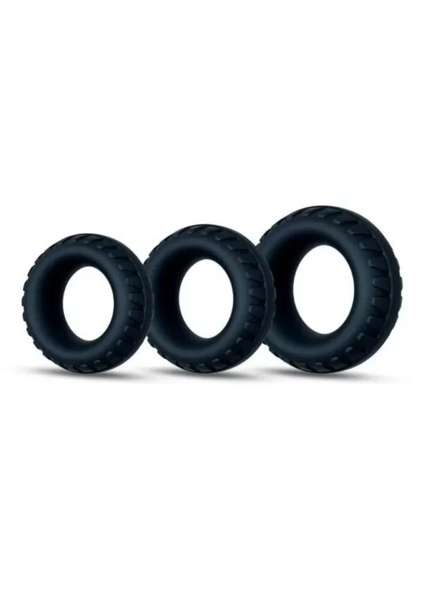 Performance Plus Drift Silicone Cock Rings 3 Piece Set - Black v3