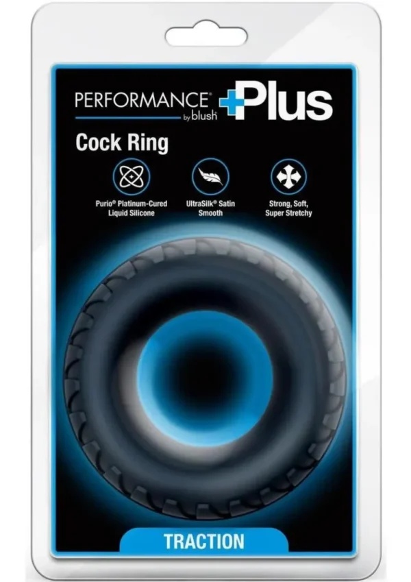 Performance Plus Traction Silicone Cock Ring - Black v1