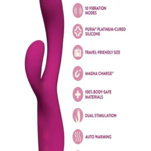Quinn Rechargeable Silicone Rabbit Vibrator - Burgundy v3