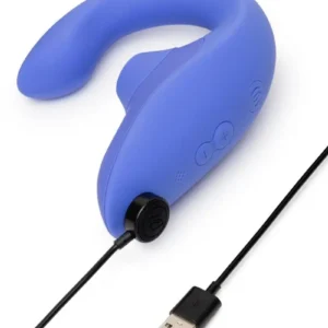 Womanizer Blend Rechargeable Silicone Vibrator with Clitoral Stimulator - Vibrant Blue v3