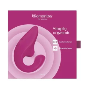 Womanizer Blend Rechargeable Silicone Vibrator with Clitoral Stimulator - Vibrant Pink v1