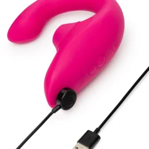 Womanizer Blend Rechargeable Silicone Vibrator with Clitoral Stimulator – Vibrant Pink v3