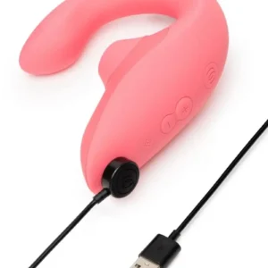 Womanizer Blend Rechargeable Silicone Vibrator with Clitoral Stimulator - Vibrant Rose v3