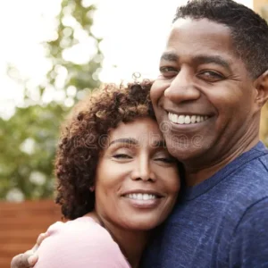 Middle Aged Black Couple Embracing